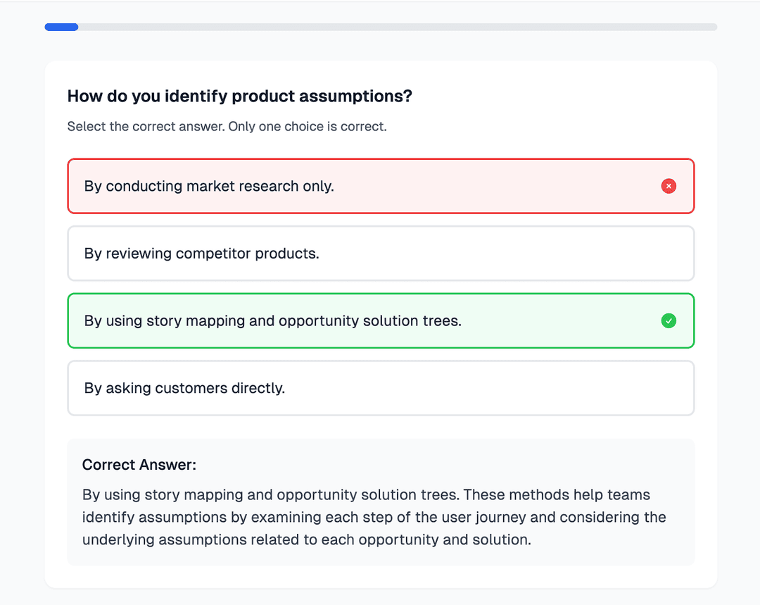 Multiple choice correction example